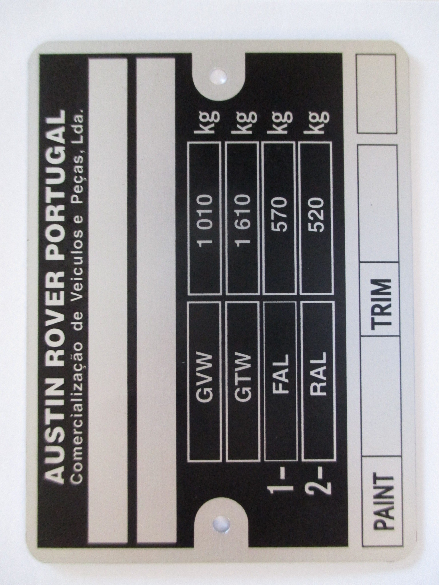 Plaque numéro de série Moke